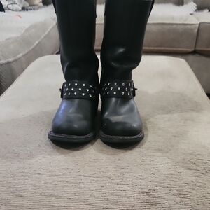 Harley-Davidson Black Studded Leather Ankle Boots